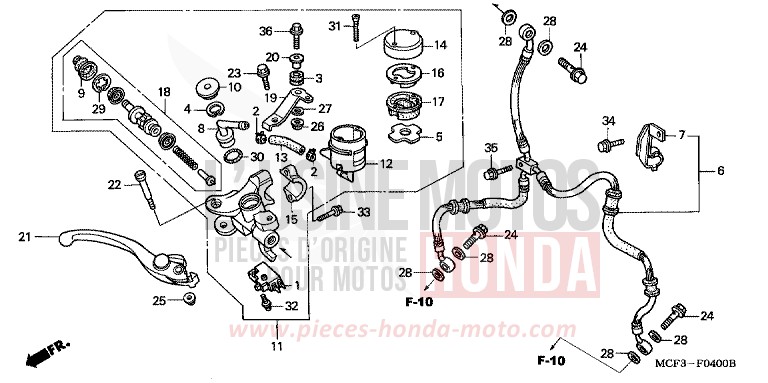 MAITRE-CYLINDRE FREIN AV. von VTR1000 SP-2 BLACK (NH1E) von 2004